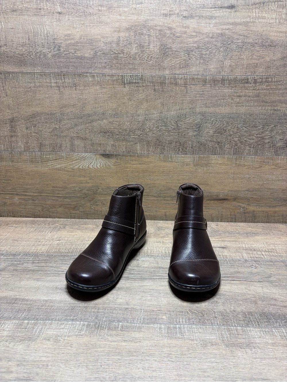 Clarks Women's Dark Brown Leather Ankle Boots
